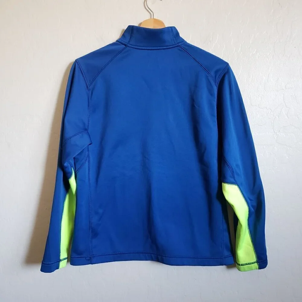 Nike Therma-Fit Neon 1/4 Zip Fleece Pullover Sweater Mock Neck Blue Size Kids XL
